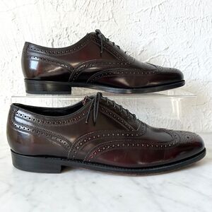 Florsheim Burgundy Brogue Leather Oxfords Wingtips - Men's Dress Shoes 11 D